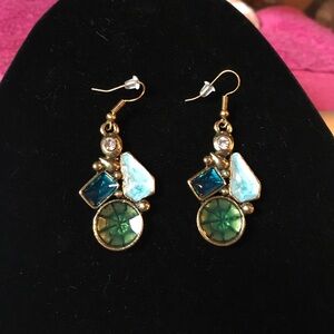 New  with Out Tags Artesian made Blue Green Abstract Earrings